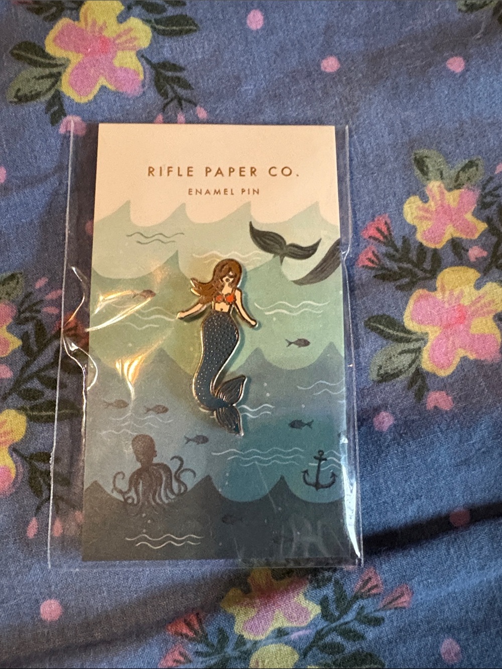 Rifle Paper Co. Mermaid Enamel Pin and Notebook - Picture 2 of 5